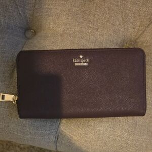 Kate Spade Dark Purple Wallet with Gold Accents